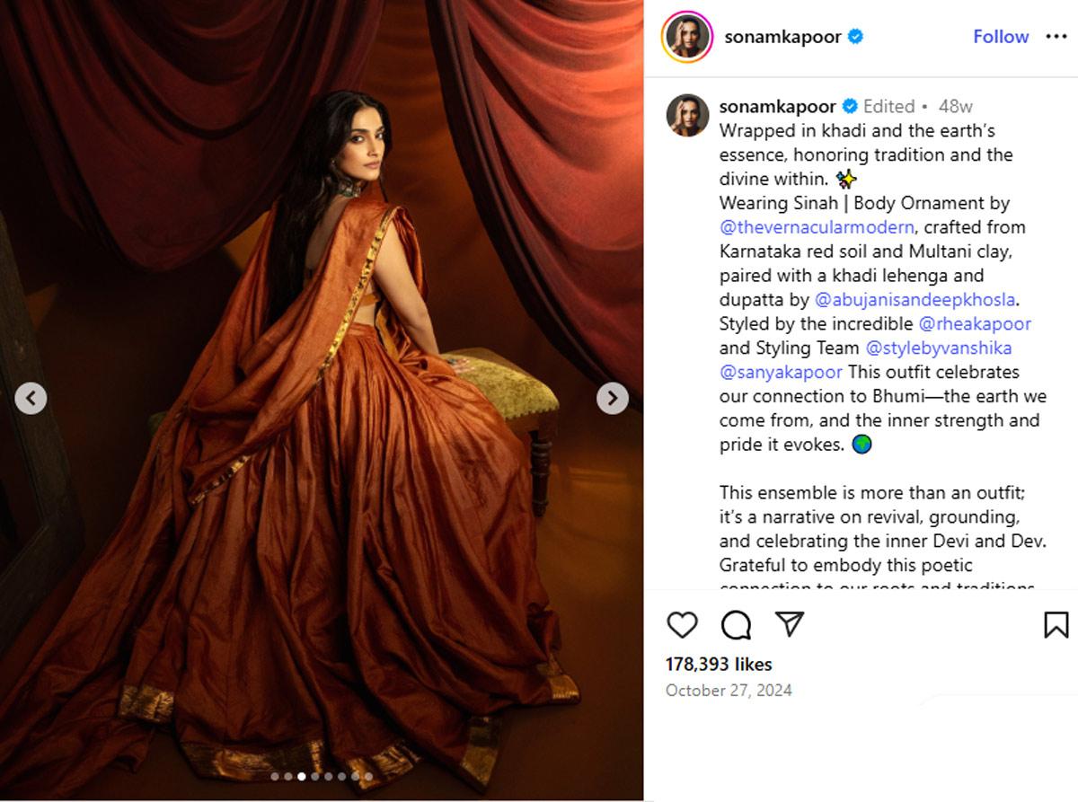 Sonam Kapoor wearing khadi