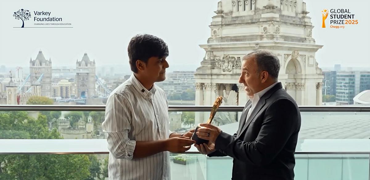 Adarsh Kumar is awarded the Global Student Prize 2025 in association with Varkey Foundation.