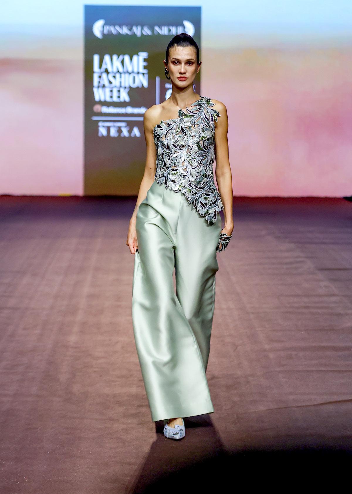 Mrunal Thakur walked for Pankaj and Nidhi at the FDCI x Lakme Fashion Week 2025