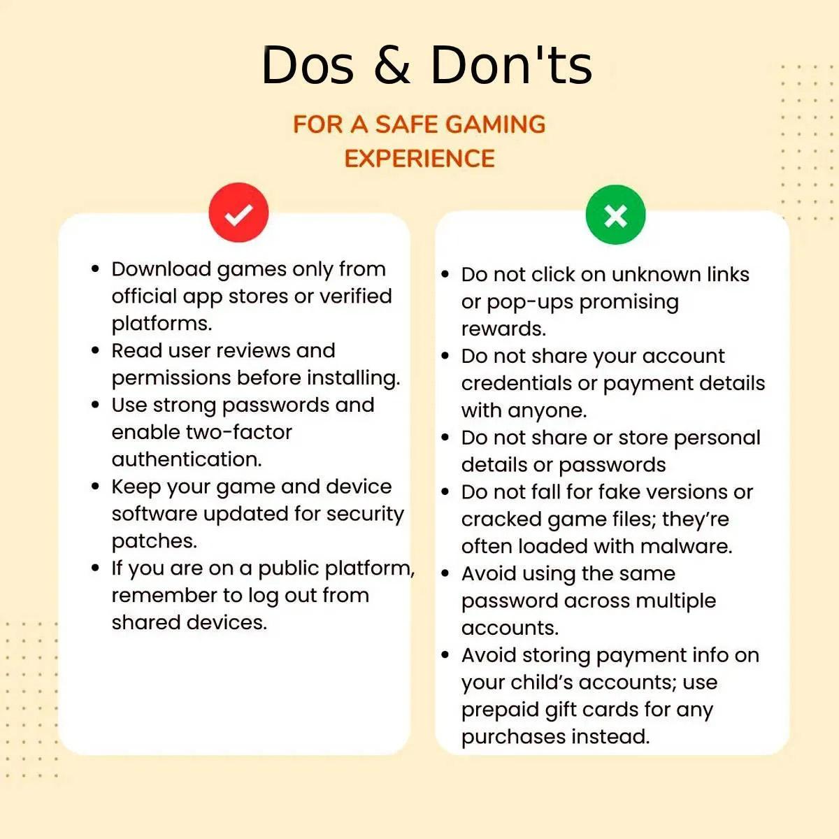 Online gaming dos and don'ts for safety