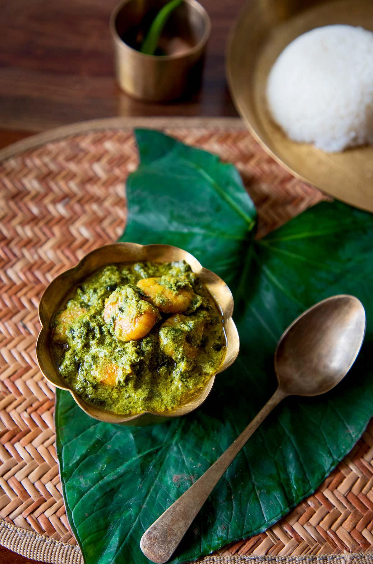 Prawns With Taro Leaves Prawns With Taro Leaves