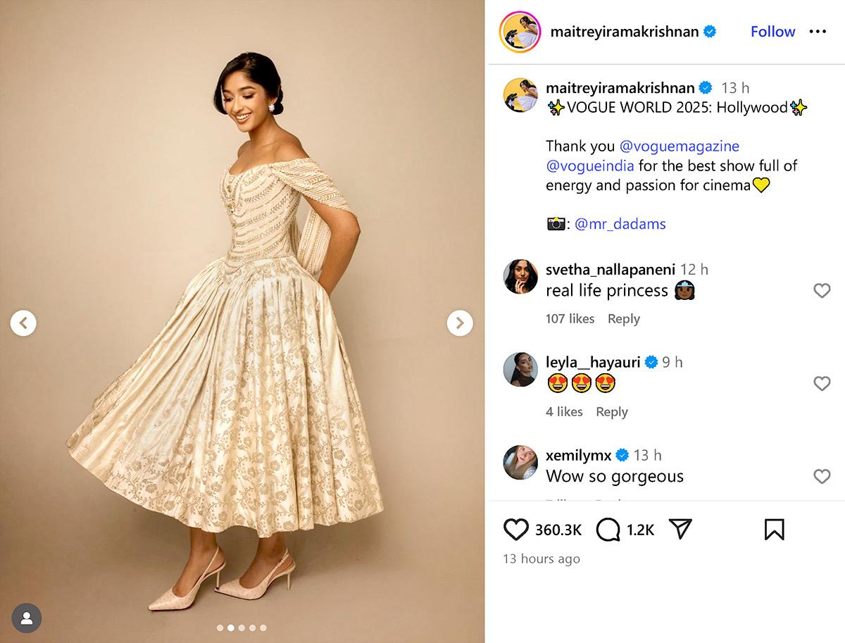 Maitreyi Ramakrishnan in Manish Malhotra