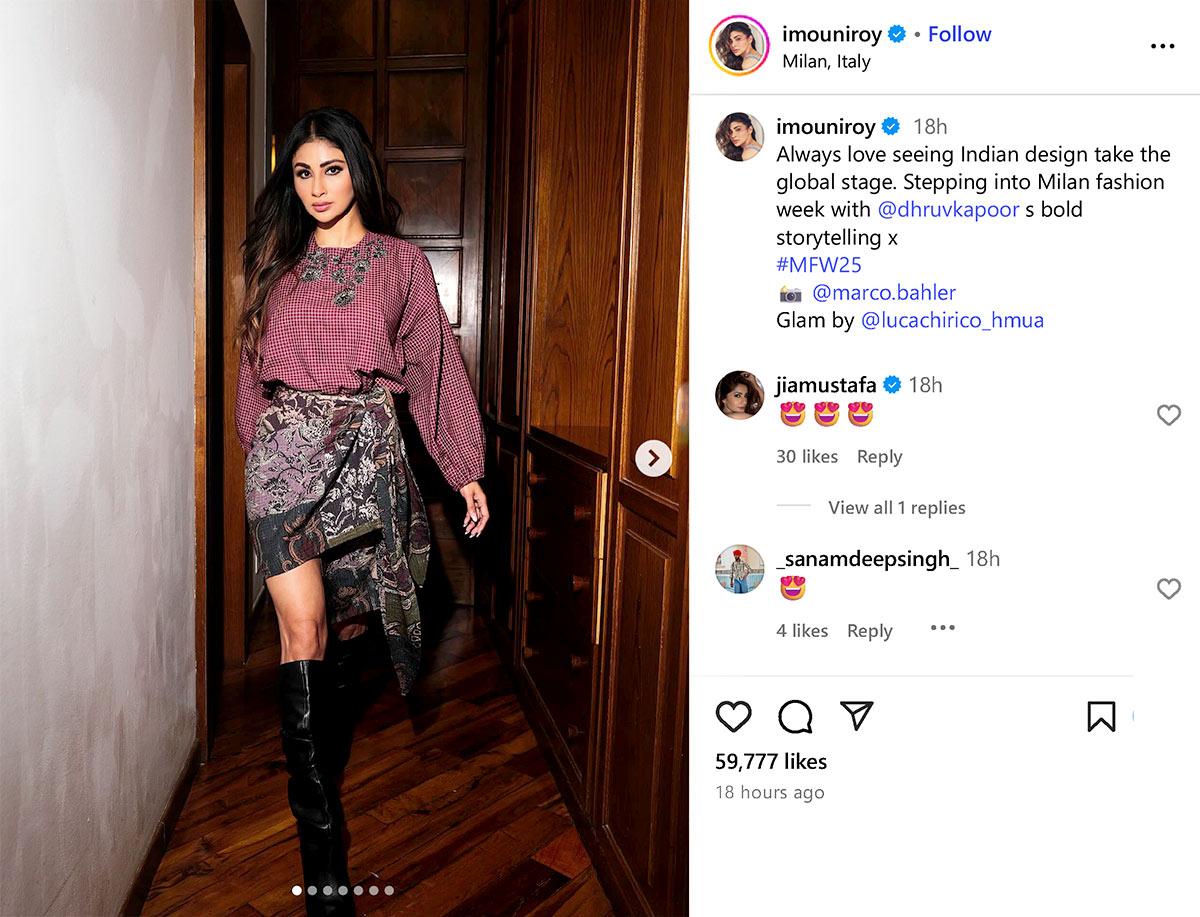 Mouni Roy at Milan Fashion Week