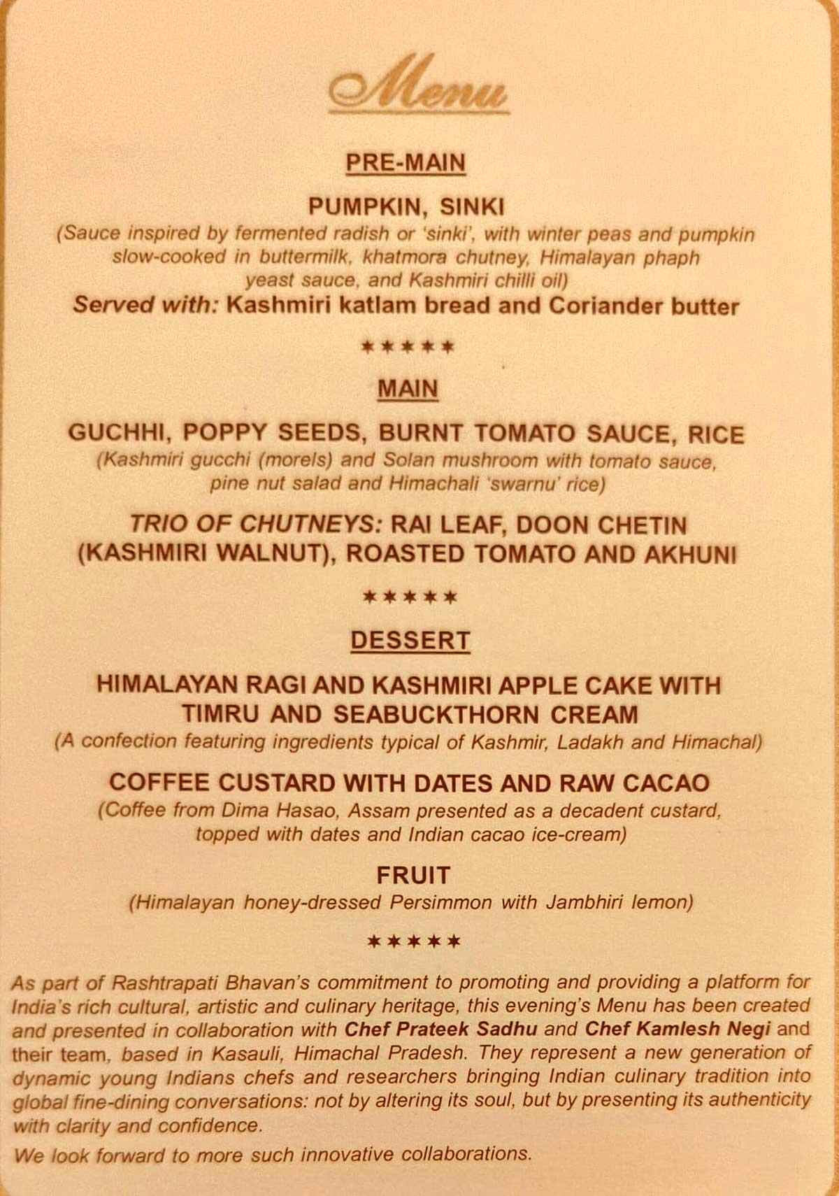 Republc Day banquet 2026 at Rashtrapati Bhavan