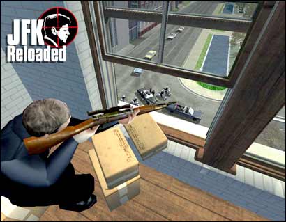This Internet image shows a screen from a new video game called 'JFK Reloaded' released by the Scottish game company Traffic. The objective is to fire three shots at Kennedy's motorcade in Dallas from assassin Lee Harvey Oswald's sixth-floor perch in the Texas School Book Depository, all of which has been digitally re-created. Photo: HO/AFP/Getty Images