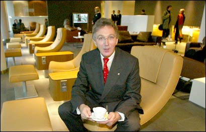 Lufthansa Chairman Wolfgang Mayrhuber at the world's first luxury air terminal. Photo: Getty Images