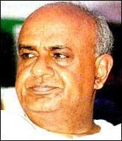 H D Deve Gowda. Photograph: rediff.com Archives.