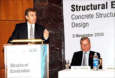 Prince Andrew addressing a seminar on 'Structural Codes, Concrete Structures and Earthquake design' in Chennai on Friday. Photograph: Sreeram Selvaraj