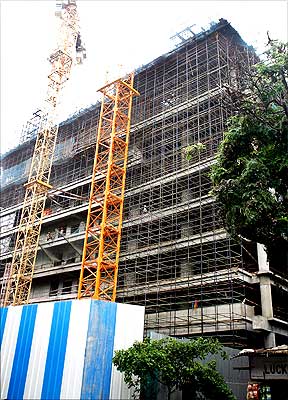 Scaffoldings at the under-construction mansion of Reliance Industries chief Mukesh Ambani in the high-profile Malabar Hill area of Mumbai. Photograph: Pal Pillai/AFP/Getty Images