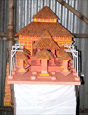 A model of a Durga Puja mandap in Kolkata.