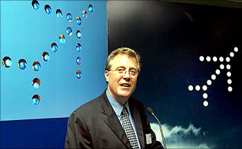 Bruce Ashby, CEO of IndiGo, at the launch of the carrier's revenue operations in New Delhi on July 31, 2006.