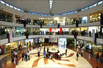 People in a shopping mall in New Delhi.