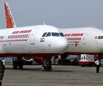 Air India aircraft at the Mumbai airport.