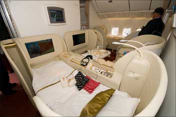 First class cabin of Air India Beoing 777-300 ER