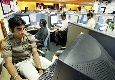 Employees at a Indian call centre.