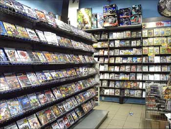 Computer games on display at a store.