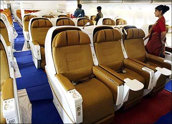 Inside an Air India Airbus.