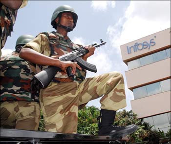 CISF personnel at the Infosys campus in Bangalore.
