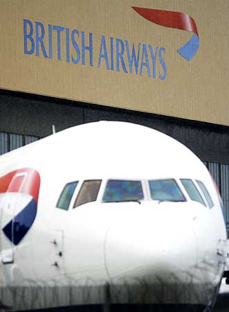A British Airways aircraft is pictured at London's Heathrow Airport.