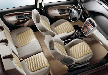 The spacious interiors of the Punto (the model shown here is a left-hand drive version)