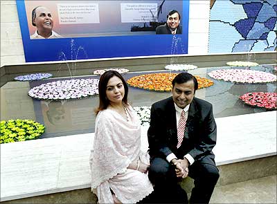 RIL chairman Mukesh Ambani with wife Nita in Mumbai.