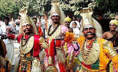 Folk dancers from Karnataka.