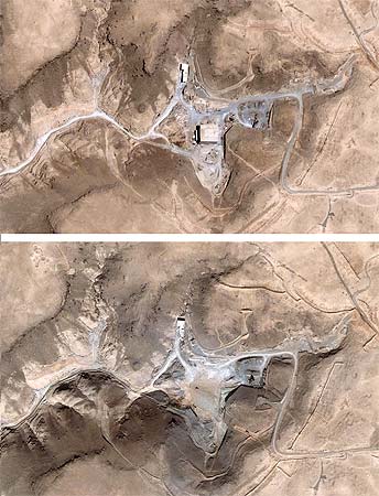 Satellite images of a suspected nuclear facility in Syria.