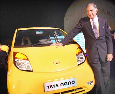 Ratan Tata at the launch of the Nano in Mumbai.