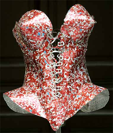A corset made from cans.