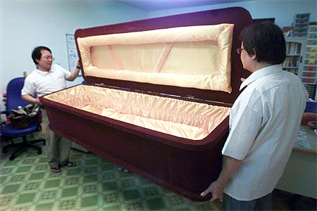An environmentally friendly coffin.