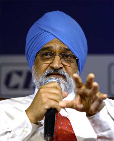 Planning Commission Deputy Chairman Montek Singh Ahluwalia speaks during a business conference organised by the Confederation of Indian Industry in New Delhi on March 27.