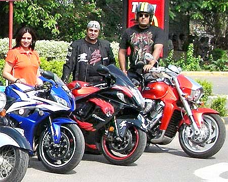Sharma with her biker friends, Group Of Delhi Super Bikers.