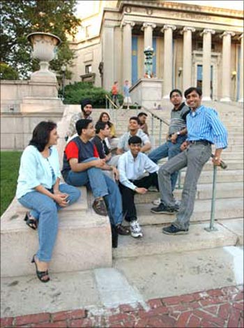 Indian students at a US university campus.