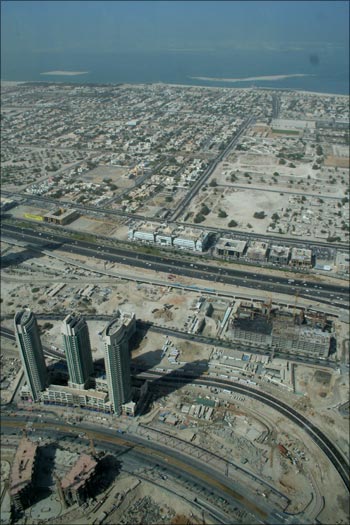 A view from Burj Tower, the world's tallest, in Dubai.