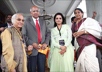 Ramadorai with Pandit Jasraj, Durga Jasraj and wife Mala.