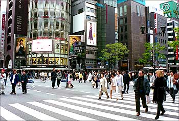 A busy street in Tokyo, Japan.