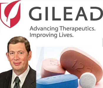 Gilead logo, John C. Martin, CEO (inset)