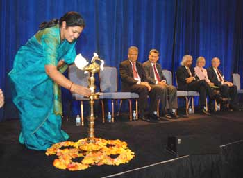 Daggubati Purandeswari, Minister of State for HRD, Govt of India lighting the ceremonial lamp.