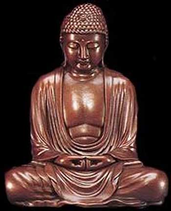 A bronze statue of Lord Budhha.