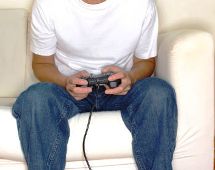 A man plays computer game