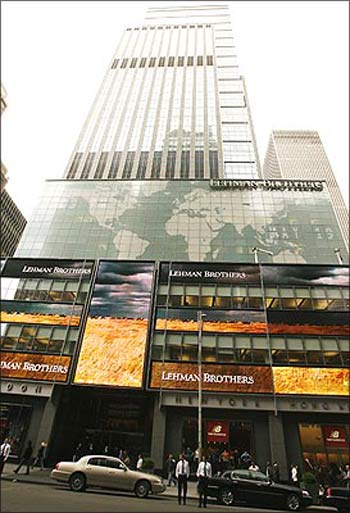 The Lehman Brothers headquarters in New York in September 2008.