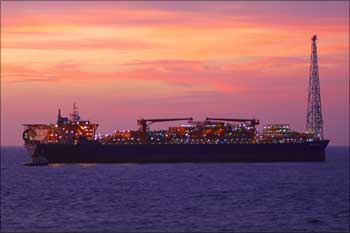 India's Reliance Industries KG-D6's floating production storage and offloading in Bay of Bengal.