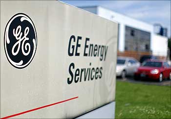 The sign at the entrance to a General Electric Co. facility in Medford, Massachusetts.