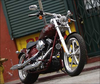 A classic Harley-Davidson motorcycle.