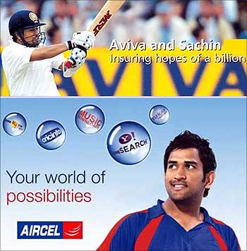 Cricketer Mahendra Singh Dhoni in an Aircel ad.