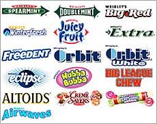 Chewing gum various brands Orbit, Extra, Eclipse, Freedent