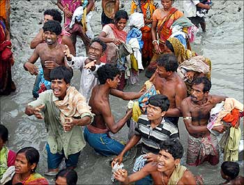 Cyclone Aila-affected people at the Sunderbans.