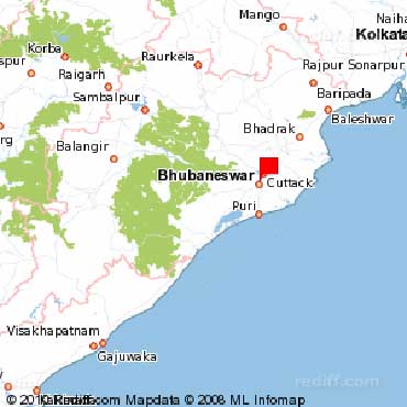 A map of Orissa state where Indrani Patnaik has mining interests.