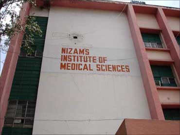 Raju admitted in Nizam's Institute of Medical Sciences.