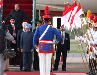 Prime Minister Manmohan Singh arrived in Brazil on Thursday.